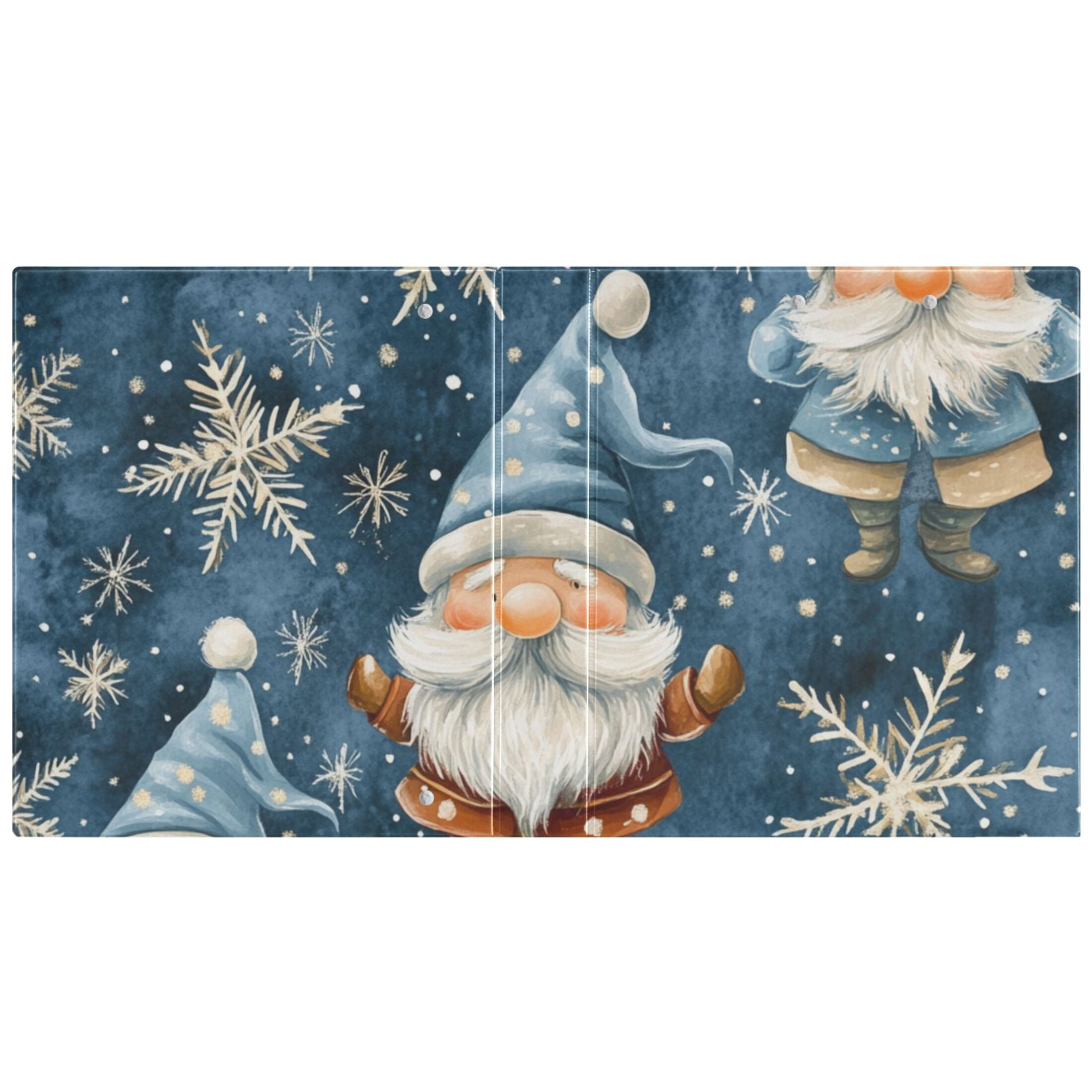 Gnomes Star Snowflakes 3 Ring Binders 1.5 inch Hardcover File Folders with Interior Pockets A4 Size Organizer for School Office Hospital