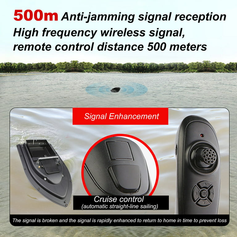 Dcenta RC Fishing Bait Boat RC Boat Fish Finder 0.75kg Loading 500M Remote  Control Double Motor Night Light 12000mah Large Capacity Battery