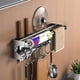 thumbnail image 1 of Estante de almacenamiento de cocina de acero inoxidable 304 | Estante de pared sin taladro de 30 cm con 6 ganchos desmontables | Organizador de tabla de cortar con tapa de espátula | Antioxidante de, 1 of 7