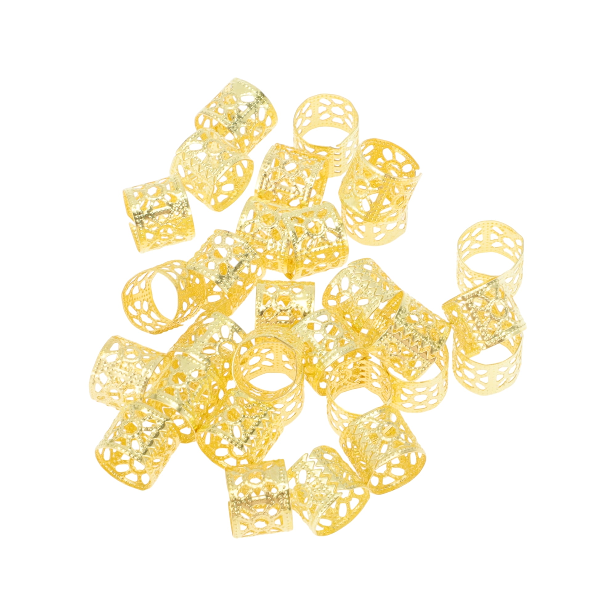 Unique Bargains Hollow Hair Cuffs Dreadlock 30 Pcs Gold Tone