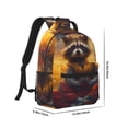 thumbnail image 2 of Rateoe Sunset Flower Meditating Raccoon Pattern Durable Student Backpack Laptop Bag- Ergonomic Design, Waterproof Twill Fabric - Ideal for School, Travel, and Outdoor Activities, 2 of 6
