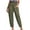 Summer pants-Green, variant on Homenesgenics Cropped Pants Women Fashion Elastic Waist Casual Pure Color Straight Leg Cotton Linen Pocket Trousers Black L