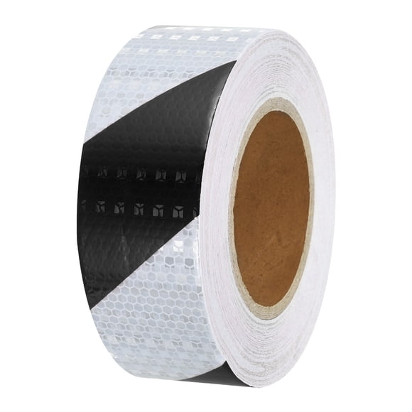Unique Bargains Reflective Tape, 2'x98 Ft Waterproof Reflective Tape Warning Safety Tape Reflector for Trucks, Twill White Black
