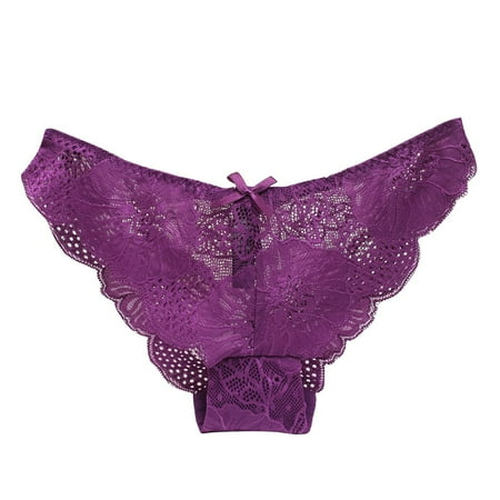 

WZHKSN Lady Lace Panties Purple No Trace Briefs 1-Pack