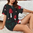 thumbnail image 6 of Kdxio Amanita Mushroom Print Pajamas Sets for Women Short-Sleeved Pjs with Lounge Shorts Two Piece Sleepwear S-4XL, 6 of 8