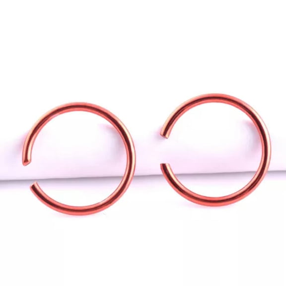 HOOUN 2PCS Fake Piercing Nose Lip Ring Hoop Ear Body SILVER BLACK GOLD Steel Clip On-red