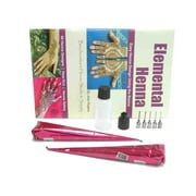 "Fun and Easy Henna Tattoo Kit: 2 Ready Made Mehndi Cones & Soft Squeeze Applicator Kit with Design Book"