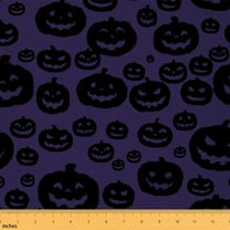 jejeloiu Trick Or Treat Fabric by the Yard 1 Yard,Purple Black Pumpkin Home Decor Fabric by the Yard,Happy Halloween Sewing Fabric For Boys,Breathable Bedroom Decoration