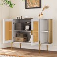 thumbnail image 5 of White Dining Cabinet With Stylish Gold Trim And Doors, Crafted From Particleboard For Area Elegant Doors Shelf Supports - & Beautiful, 5 of 7