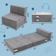 thumbnail image 5 of NAIZEA Folding Foam Mattress Sofa Lounger for Children with Soft Plush Fabric, Gray, 5 of 9