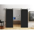 thumbnail image 3 of Modern Double Barn Door 56" x 96" inches / Mela 7001 Painted Black / 13FT Silver Rail Track Set / Solid Panel Interior Doors, 3 of 5