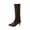 Coffee, variant on Knee High Stiletto Boots For Women Matte Faux Suede Ruched Slouch Shaft Pointed Toe Thin Stiletto Heel Slip On Tall Boot Footwear