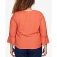 thumbnail image 5 of Alfred Dunner Womens Plus-Size Gauze Tie Front Bell Sleeve Top With Necklace, 5 of 6