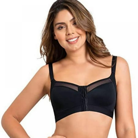 

Xmarks Women s Front Closure Brassiere Sports Bra Full-Coverage Wirefree Bra Black 5XL