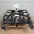 thumbnail image 3 of Black Halloween Dancing Skeletons Square Tablecloth,Waterproof Square Table Cover,Wipeable Spillproof Washable Table Cover for Home Kitchen Party Decor 42"X42"(107x107cm), 3 of 6