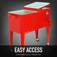 thumbnail image 6 of Permasteel 80-Qt Classic Outdoor Steel Patio Cooler on Wheels, Beverage Rolling Cart, Red, 6 of 8