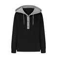 thumbnail image 4 of 2024 Autumn/Winter Women's Solid Color Hooded Button Loose Color Combination Long Sleeved Hoodie Womens plus Size Jean Shirt Women Blouses And Tops Fashion Women plus Size Short Sleeve Tunic Camisole, 4 of 5