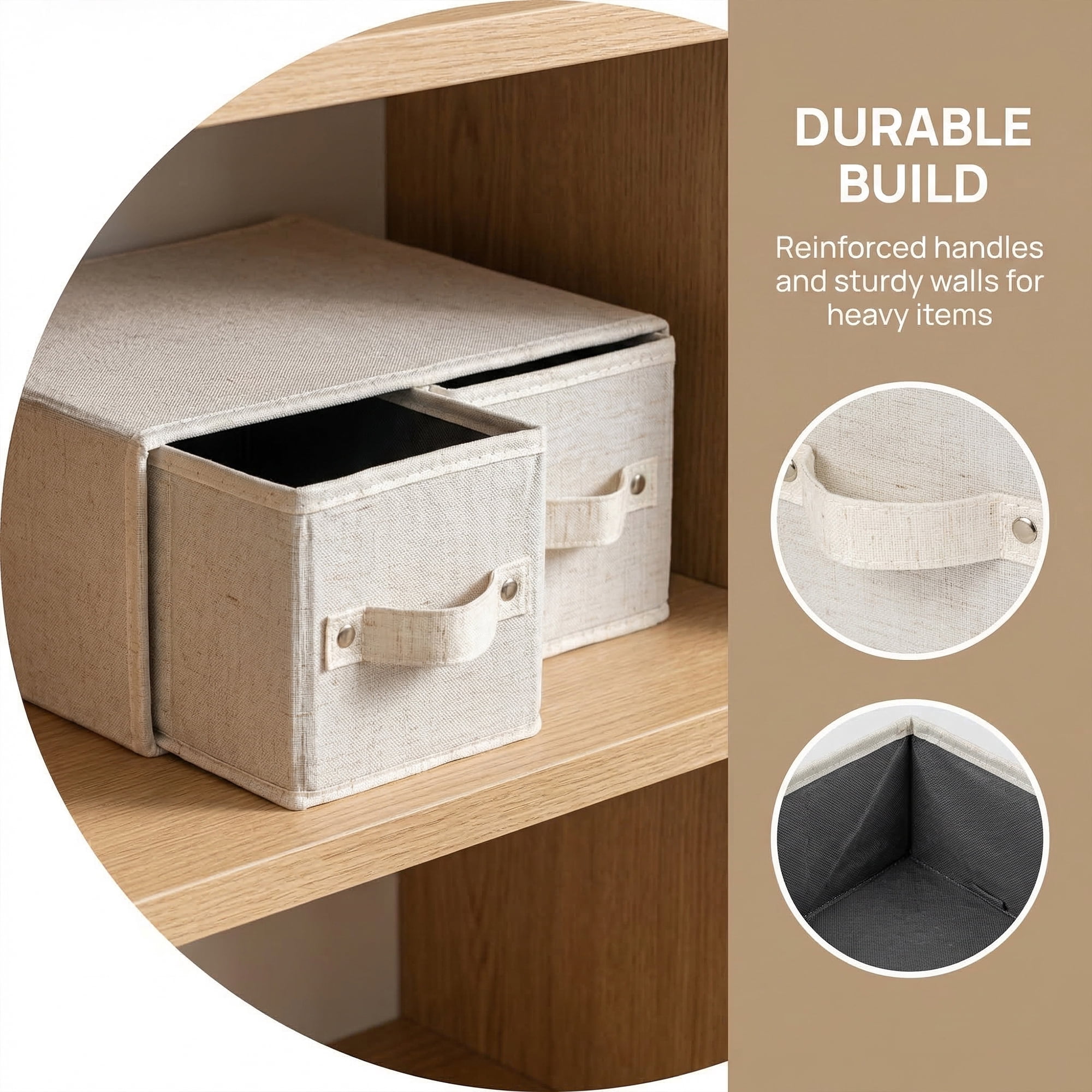 Unique Bargains Storage Cube Fabric Collapsible Basket White 11.8*11.8*5.9in