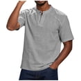 thumbnail image 6 of Mens Lightweight V Neck T-Shirts Summer Short Sleeve Plain Tees Casual Hippie Single Button Henley Shirt, 6 of 9