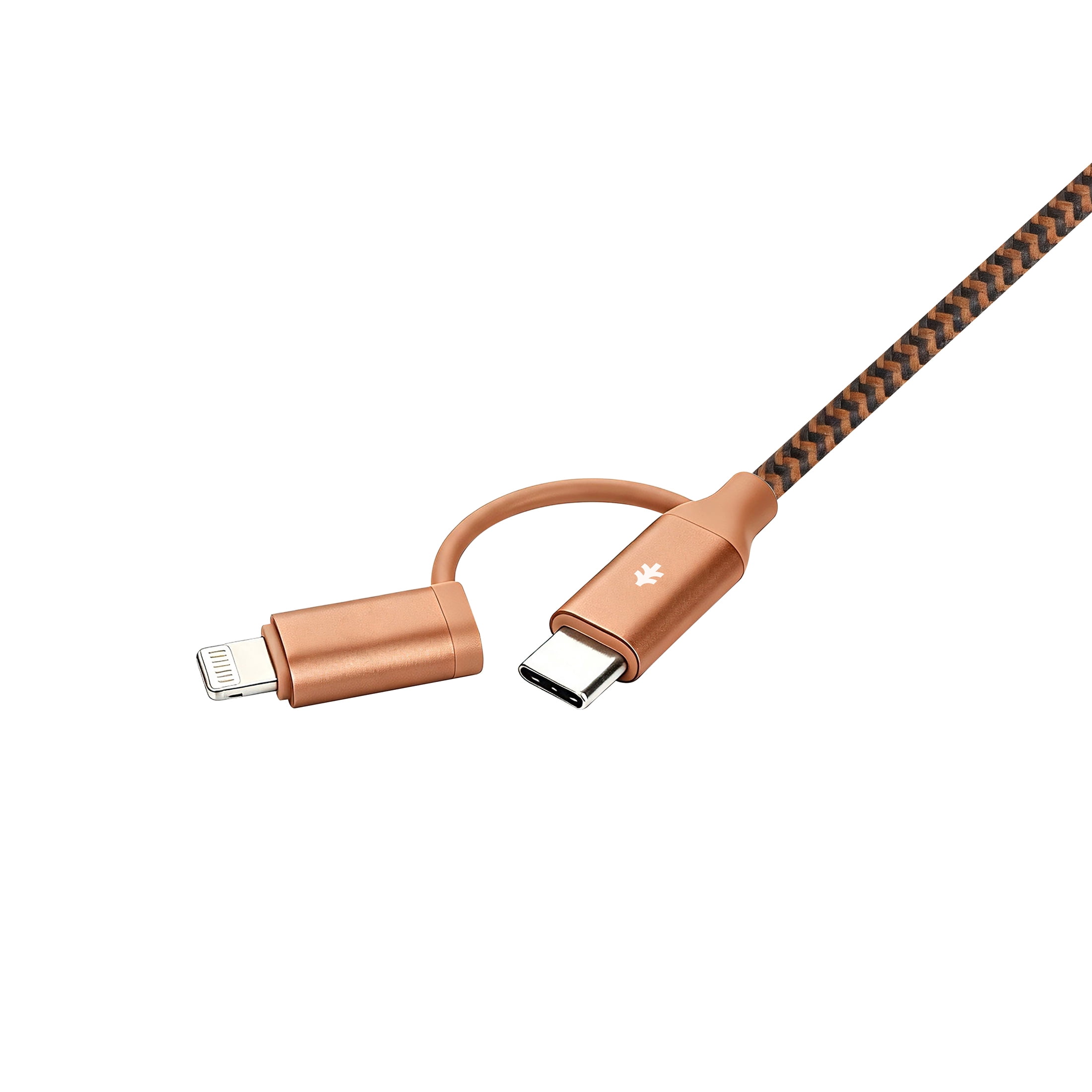 Swiss Tech Kabel T60 3 ft 60W 4-in-2 USB-C to USB-C/Lightning Charging Cable, Terra Orange