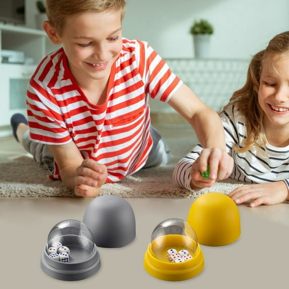Joernso 1/10 Sets Dice Cup with Clear Cover Base Dot Dice Manual Shaker Cup Adults Family Night Bar Party Gambling Drinking Board Game Casino Equipment