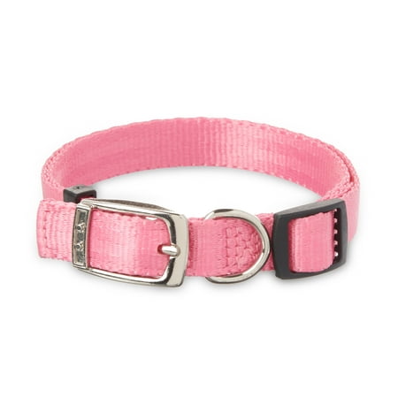 Vibrant Life Solid Nylon Dog Collar with Metal Buckle, Pink, Medium