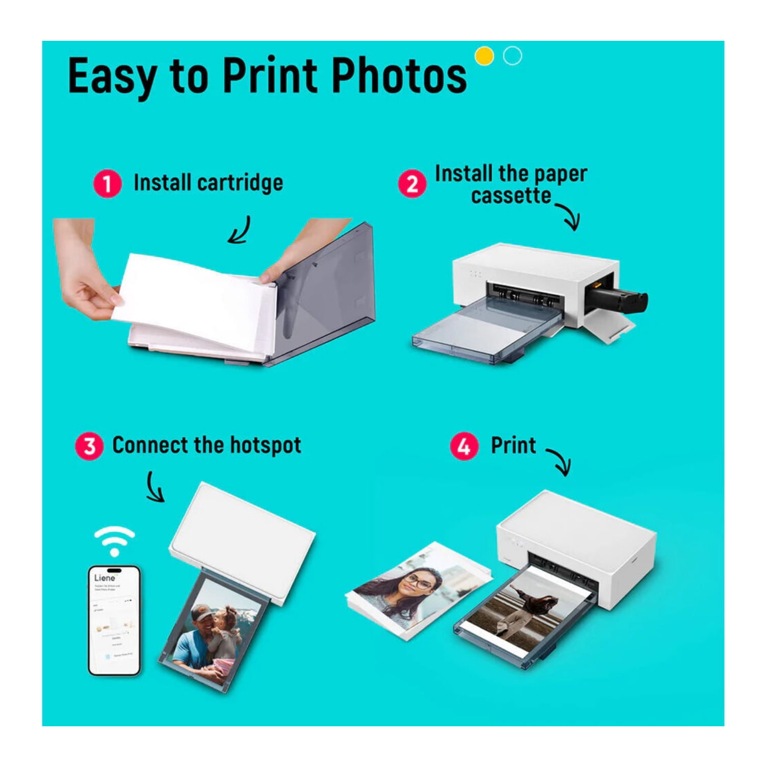 Liene M200 4x6 Instant Photo Printer with Rechargeable Battery (20 Photo Papers + 1 Cartridge)