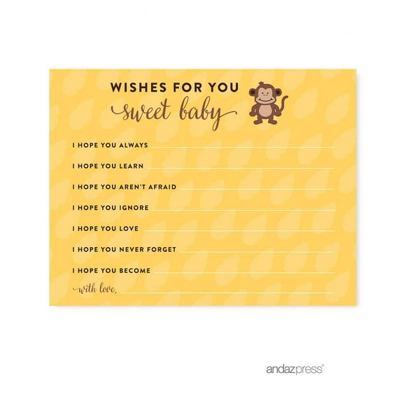 Wishes For Baby Jungle Safari Baby Shower Games, 20-Pack