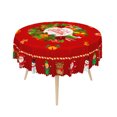 thumbnail image 4 of Duangreer Red Christmas 70''Round Tablecloth, Cartoon Snowman Elk Print, Washable Picnic Table Cover for Family Party Dining Indoor and Outdoor, 4 of 6