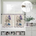 thumbnail image 2 of Easter Bunny in Tea Cup Curtain Tier and Valance Set 3 Piece, Vintage Lilies on Linen 3-inch Rod Pocket Window Tier Curtains Valance for Kitchen Living Room, 2 of 9