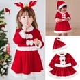 thumbnail image 2 of LWNYDPLSD Infant Christmas Dress Christmas 2t Girl Long Sleeve Christmas Girls Green Toddler Dress 3 Year Old Girl Clothes Toddler Outfits Newborn, Red 12-18 Months, 2 of 9