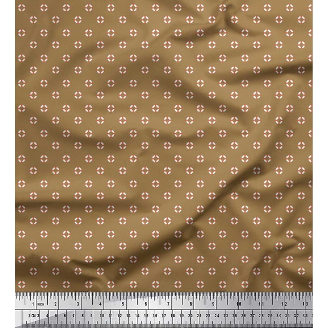 Soimoi Poly Georgette Fabric Swimming Ring Small Print Fabric by The Yard 52 Inch Wide