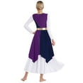 thumbnail image 2 of JanJean Women Metallic Color Block Liturgical Dancewear Sleeveless Asymmetrical Hem Praise Dance Purple&Navy Blue XL, 2 of 7