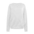 thumbnail image 3 of Dezsed Womens Crew Neck Solid Sweatshirts Tops Solid Casual Loose Long Sleeve Pocket Pullover Top Sweater White XXL, 3 of 4