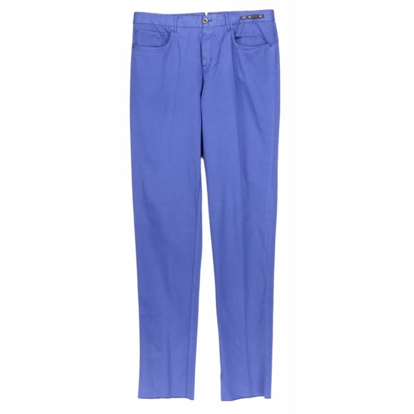 PT01 Pantalon Homme Bleu Royal Ajusté en Coton Stretch & Capri - 32