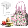 thumbnail image 4 of Pioneer Flower Drawstring Lunch Bag Women - Drawstring Lunch Bag Insulated for Work Office - Stain-Resistant Large Lunchbags for Women with Multi-Pockets, 4 of 6