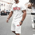 thumbnail image 2 of Afdoent Mens 2 Piece Sets T Shirt Men's Large Summer Short Sleeved T Shirt And Shorts Suit Men's Casual Fashion Theme Suit Retro Beach Vacation Outfits, 2 of 6