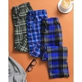 thumbnail image 2 of Active Club 3 Pack Fleece Mens Pajama Pants- Plaid Lounge PJ Bottoms with Pockets - Midnight Plaid 3-Pack, Small, 2 of 5