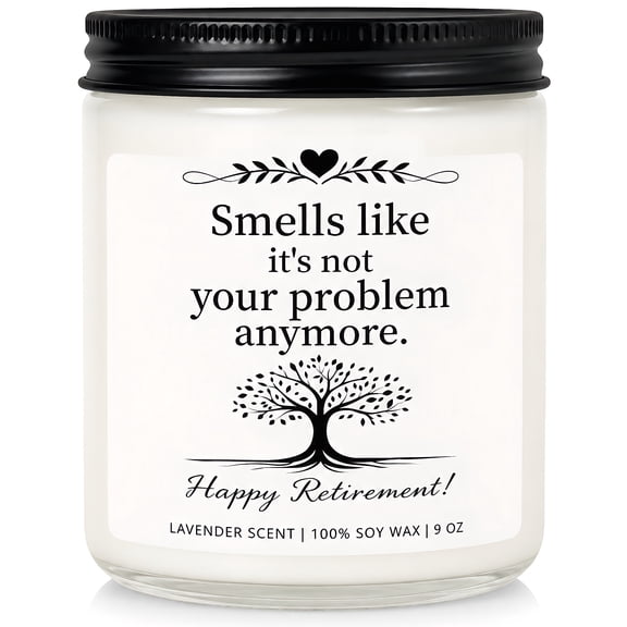 Retirement Gifts for Women 2026 - 9oz Lavender Scented Soy Wax Candle - Perfect Happy Retirement Gift for Teacher, Nurse, Doctor, Friends, Coworker, Boss - Retirement Decorations for Women and Men