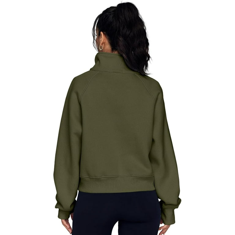 Womens Sweatshirts Half Zip Cropped Pullover Fleece Quarter Zipper Hoodies  Fall Outfits Clothes Thumb Hole