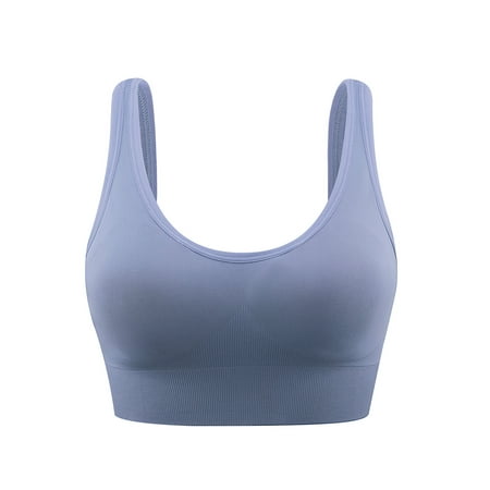 

LWZWM Plus Size Bras for Women Yoga Sleeveless Blouse Cold Shoulder Tanks Tops Everyday Bra Sleep Bralette Blue M