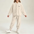 thumbnail image 5 of Acaics Girls' 2 Piece Fleece Tracksuit Set: Stand Collar Button Up Long Sleeve Jogger Outfit, Warm Loungewear for Girls Ages 1–10, 5 of 8