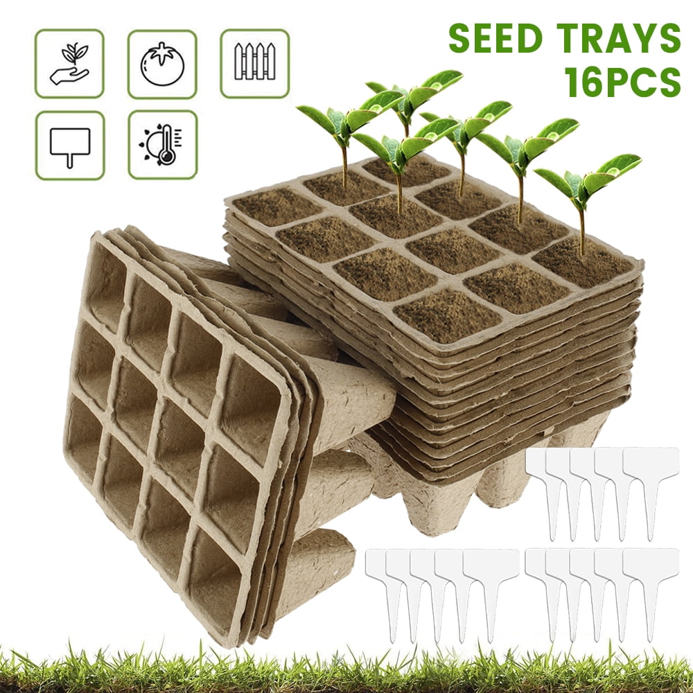 Seedling Tray,with Lid Indoor Grow Plant Pots Each 12 Cells Seedling Trays Reusable and Recyclable Mini Greenhouse for Greenhouse Plant Germination 10PCS