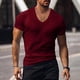 thumbnail image 2 of Camisa de algodón informal de color liso y manga corta para hombre - Material cómodo, para uso diario/fiestas, M-XXXL, 2 of 7