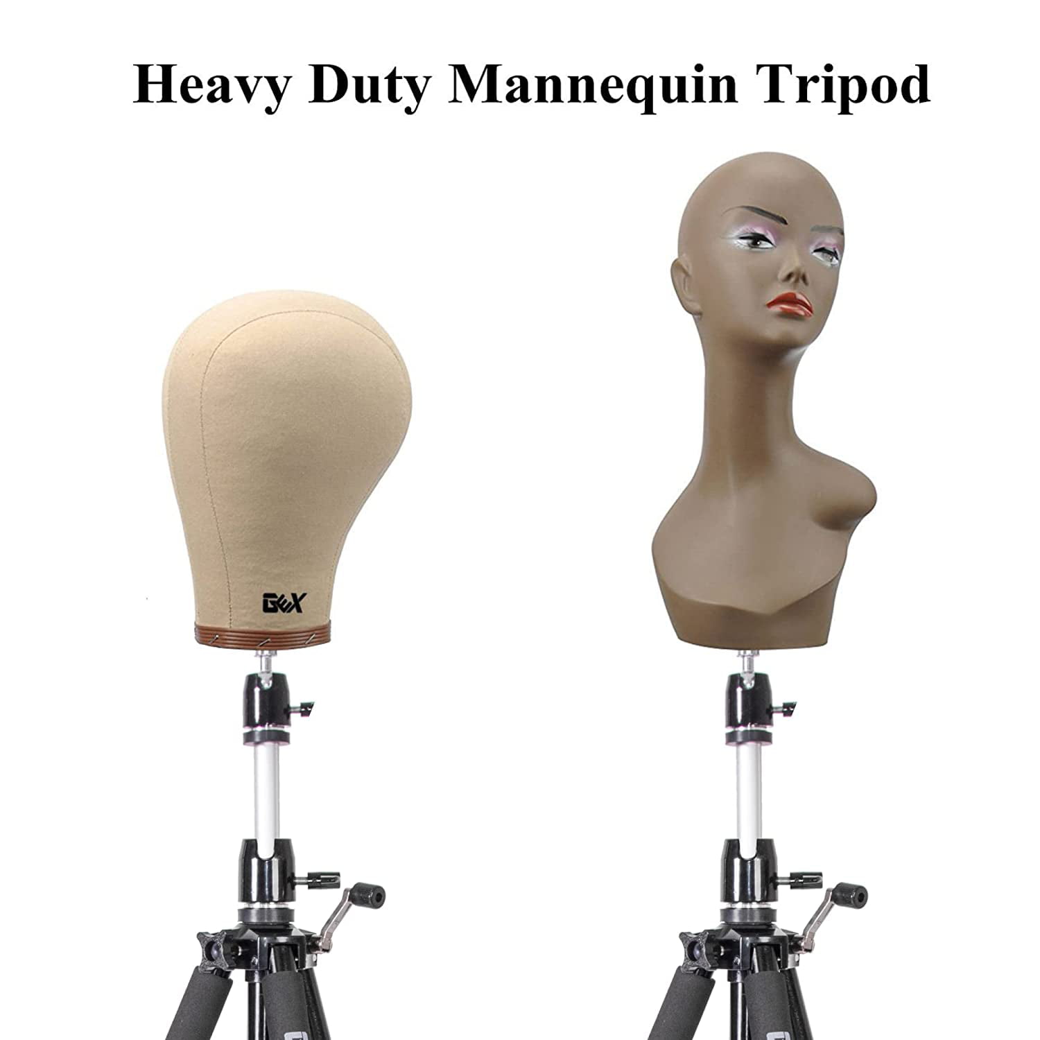 GEX Black Mannequin Head Tripod Canvas Block Head Tripod Training Head  Stand Mannequin Head Stand Heavy Duty Tripod With a Black Bag