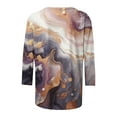 thumbnail image 5 of Clearance Under 10$!Summer Tops for Women 2024 Plus Size 3/4 Length Sleeve Fashion Printed Round Neck Top T-Shirt, 5 of 5