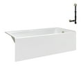 thumbnail image 4 of Streamline NAL-5580-PBR 60 in. x 32 in. Acrylic Right-Hand Drain Alcove Bathtub in Glossy White With External Drain in Polished Brass, 4 of 10