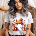 thumbnail image 2 of Cute Ghost Graphic Tee | Pumpkin Latte Autumn Shirt | Unisex Casual T-Shirt, Natural, Size S, 2 of 6