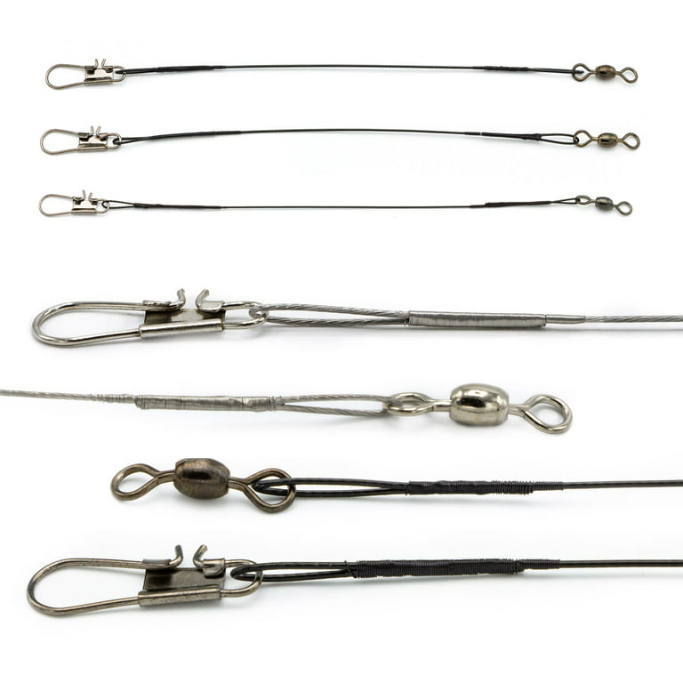 Rite Angler Wire Leader Rig Nylon Coated 20lbs, 30lbs, 45lbs in Various  Lengths with Crane Swivels and Interlock Snaps for Saltwater Fishing 6pack