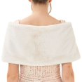 thumbnail image 6 of Gelikeya Womens Fauxfur Shawl Wrap Cape for Bridal Wedding Party Bridal with Pearl Rhinestone Brooches, Beige, Size L, 6 of 6